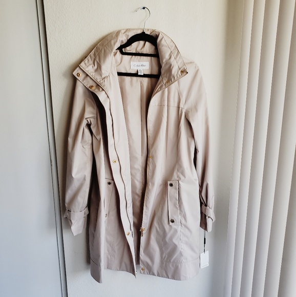 Calvin Klein Longline Anorak Jacket in Buff/Beige - Picture 3 of 7